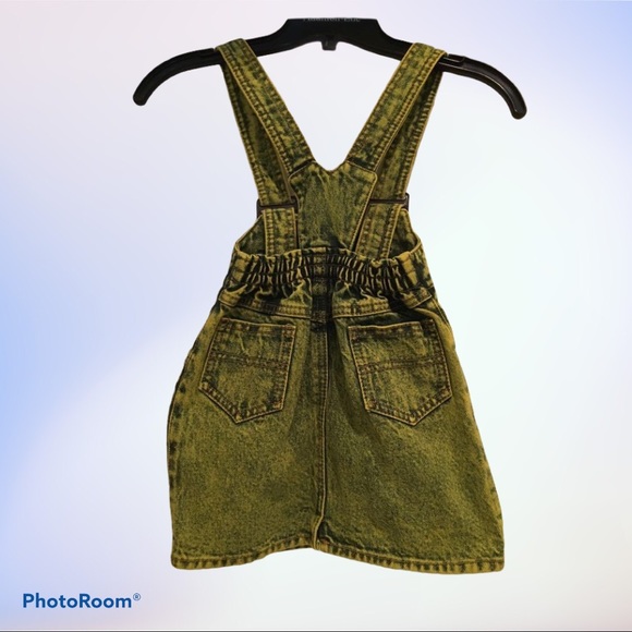 Girls Yellow Denim Stone Wash Overall Dress Size 6 - Picture 10 of 13